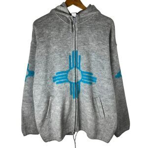 Galapagos Confecciones Size XL Jacket Full Zip Hooded Tribal Aztec Wool